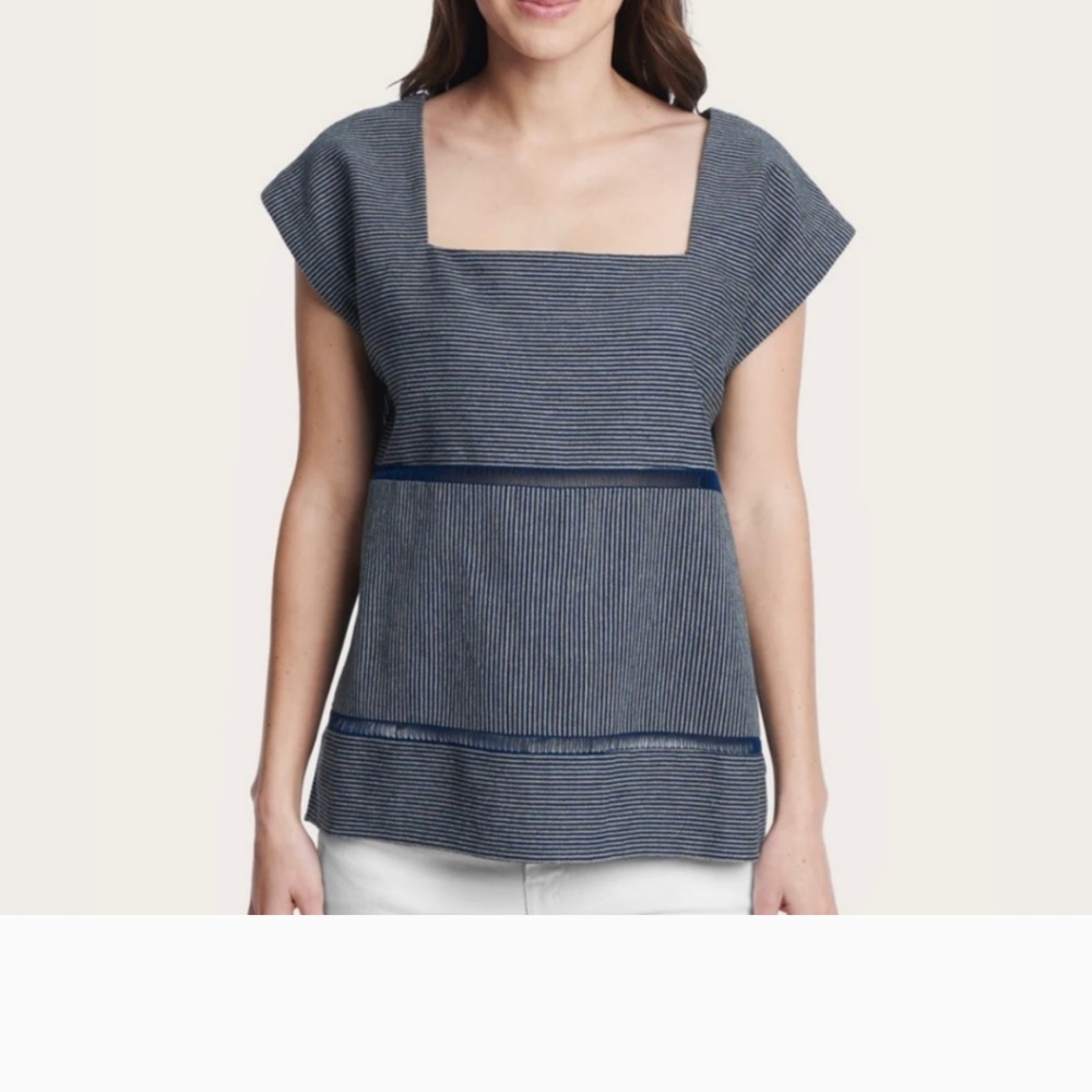 Frye shell top Total Eclipse railroad Stripes size large NWT
